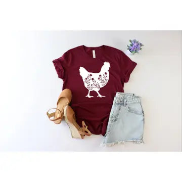 Floral Chicken Tee