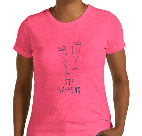 Wmns. Crew Neck Tee - Sip Happens Mimosa