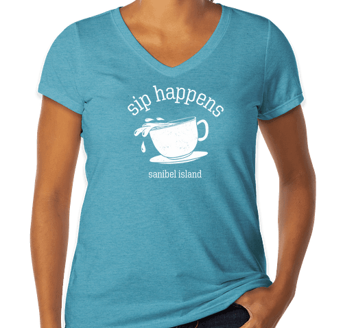 Wmns. V-neck Tee - Sip Happens Coffee